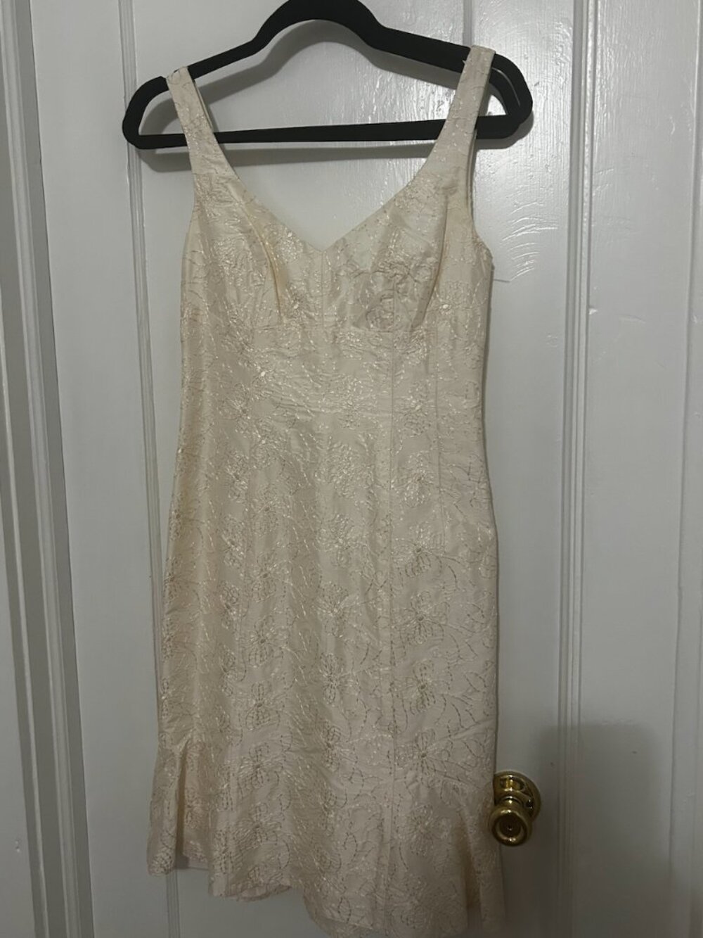 Vintage Nanette Lepore ivory silk embroidered dress, bridal